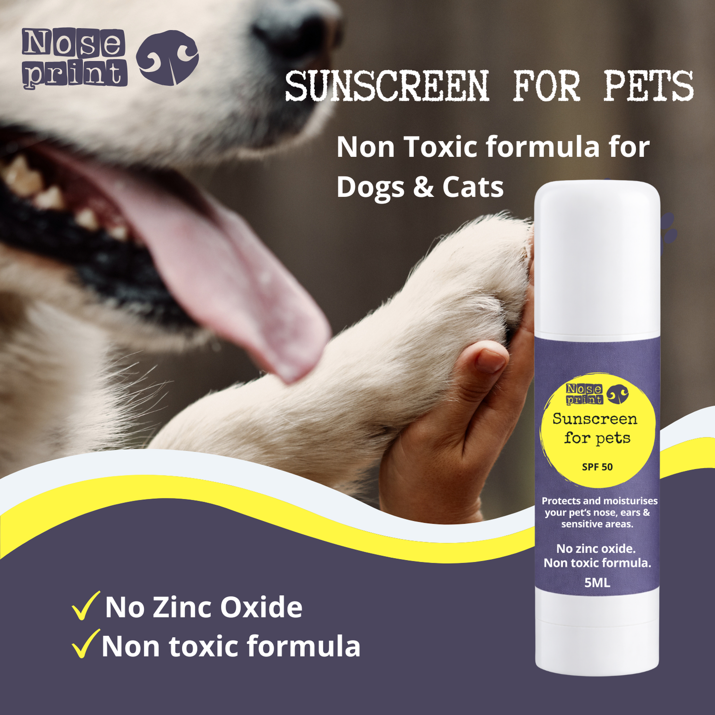 Pet sunscreen SPF 50 - 5ML travel size